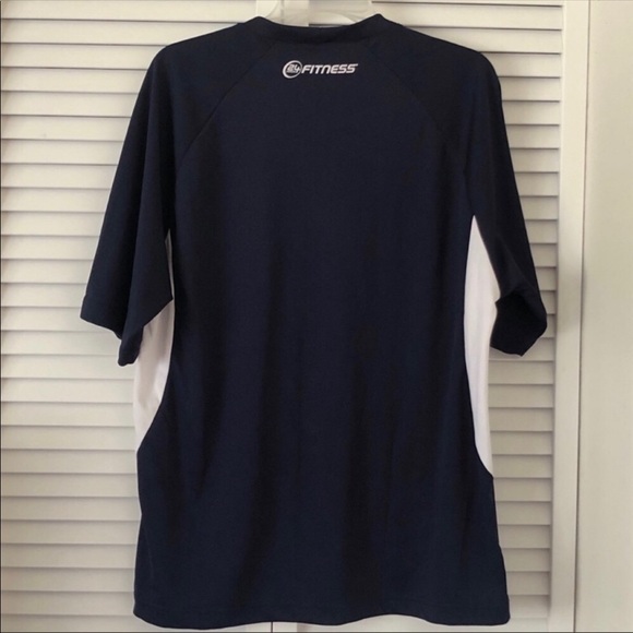 24 Hour fitness performance tshirt navy blue white Large polyester workout shirt - Picture 2 of 6